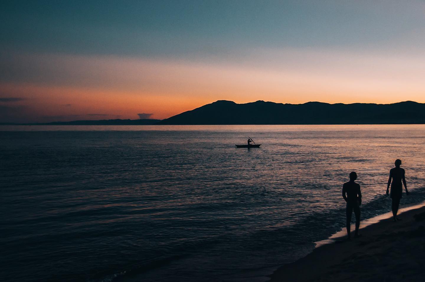 Lake Malawi shoreline at dusk